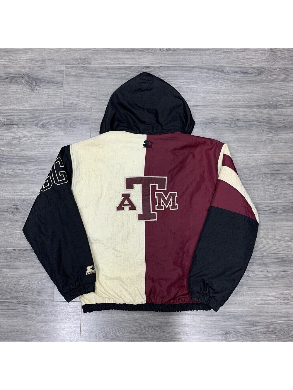 Vintage 1990S Starter Texas A&M Aggies Jacket Large Rare Men’s Quarter Zip Black